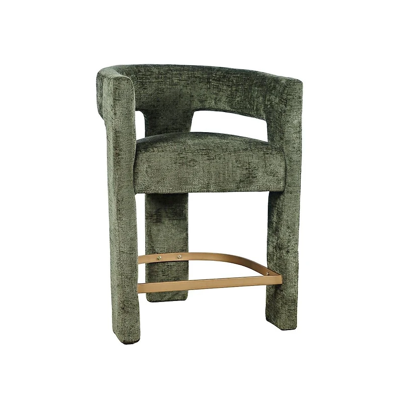 Jofran Gwen Modern Luxury Jacquard Fabric Upholstered Sculpture Counter Stool
