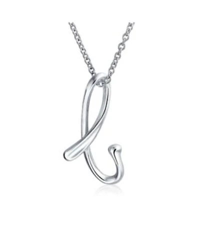 Bling Jewelry Letter Cursive Alphabet Script Initial Pendant Necklace Sterling Silver 18 Inches