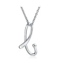 Bling Jewelry Letter Cursive Alphabet Script Initial Pendant Necklace Sterling Silver 18 Inches