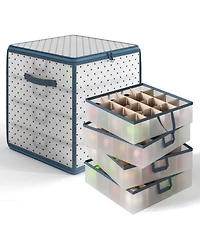 Hearth & Harbor Christmas Ornament Storage Box With 4 Inner Tray Dividers