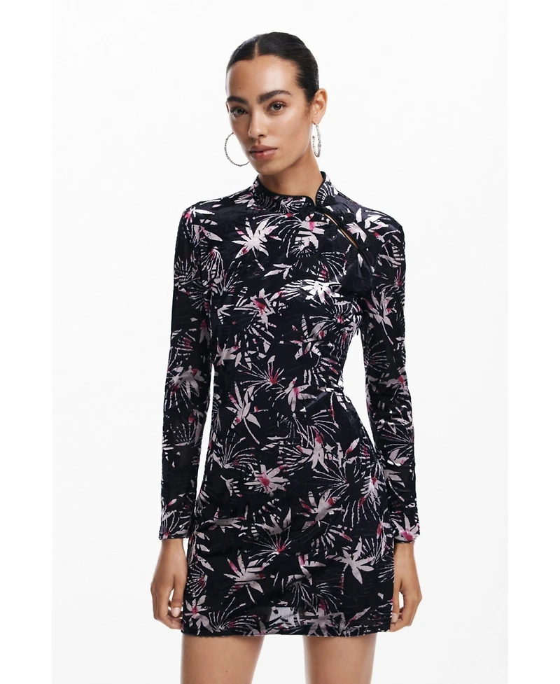 Desigual Women's Kimono neck leaf dress