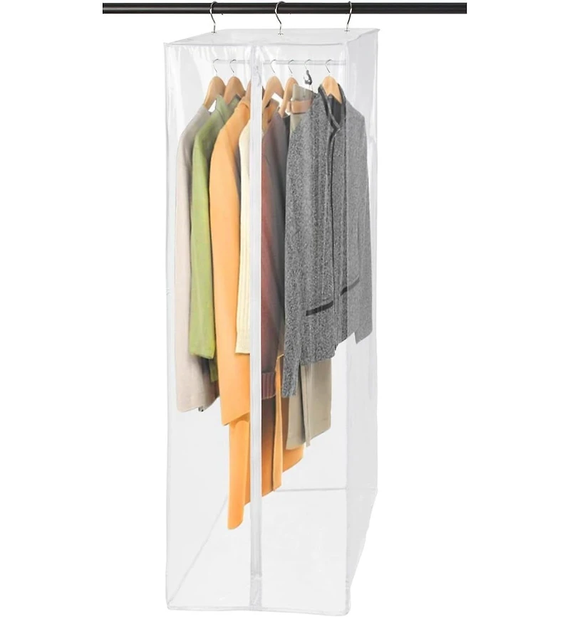 Florida Brands Garment Bag - Hanging Closet Organizer 60" - Zippered Cover with Rod