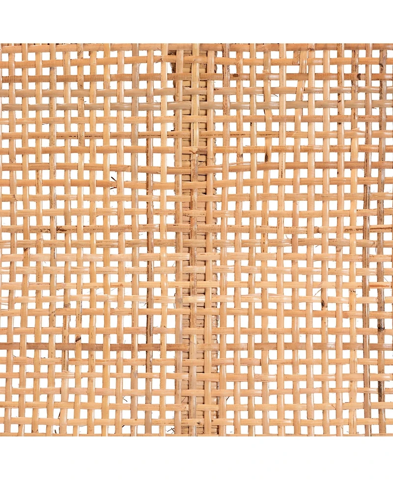 Baxton Studio Abelia Modern Bohemian Natural Rattan and Mahogany Wood Long Accent Bench