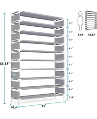 Tribesigns 10-Tier Shoe Rack, Shoe Storage Organizer, Large Capacity Shoe Rack for 50 Pairs, Extra Large Shoe Shelf, Perfect for Closet, Entryway, and