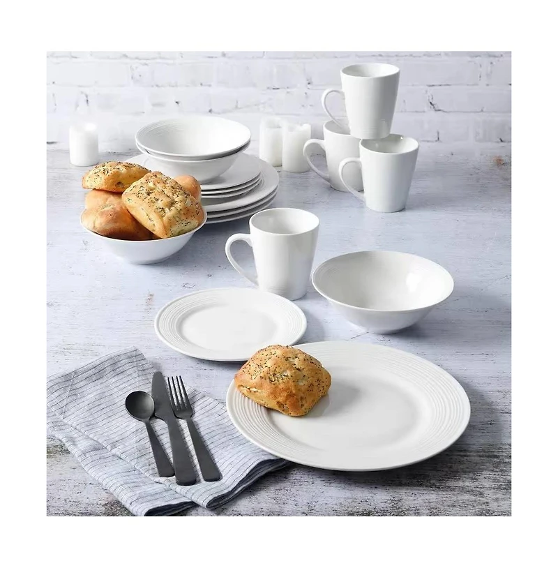 Dinnerware Set for 4 – 16-Piece Ceramic Dish Set with Dinner Plates, Salad Plates, Bowls & Mugs