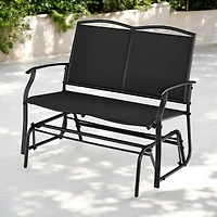 Slickblue 2 Seat Mesh Patio Loveseat Swing Glider Rocker with Armrests