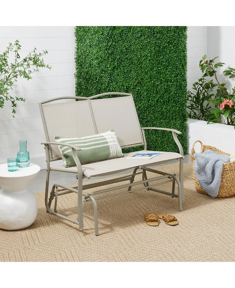 Slickblue 2 Seat Mesh Patio Loveseat Swing Glider Rocker with Armrests