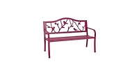 Slickblue Steel Frame Outdoor Patio Garden Bench with Bird Branch Pattern Backrest