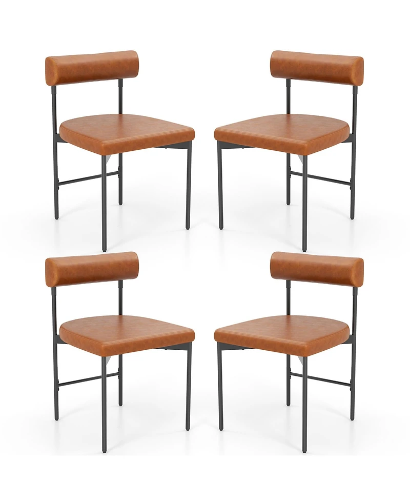 Gymax Dining Chair Set of Faux Leather Upholstered Kitchen Side Chair w/ Curved