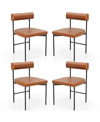 Gymax Dining Chair Set of Faux Leather Upholstered Kitchen Side Chair w/ Curved