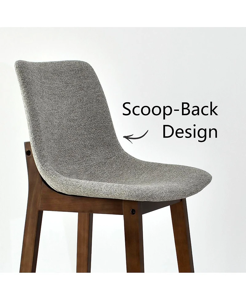 Set of 2 Upholstered Bar Stools with Solid Wood Legs, Modern Counter Height Chairs for Kitchen Island, Bar, or Dining Room-Maison Boucle