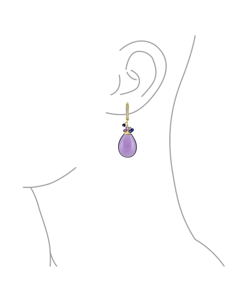 Bling Jewelry Natural Teardrop Stone and Multi-Color Beads Accent Crystal Drop Earrings Gold Plated
