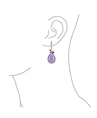 Bling Jewelry Natural Teardrop Stone and Multi-Color Beads Accent Crystal Drop Earrings Gold Plated