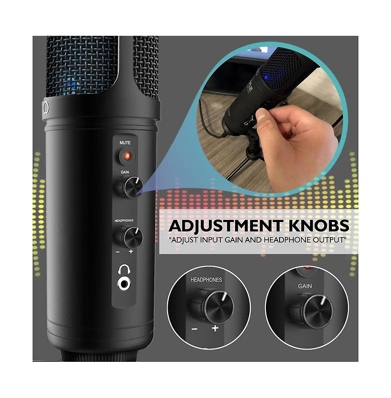 Pyle Usb Desktop Microphone with Tripod Stand for Podcasting, Gaming & Streaming