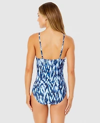 Anne Cole Women's Printed Draped Underwire One-Piece Swimsuit