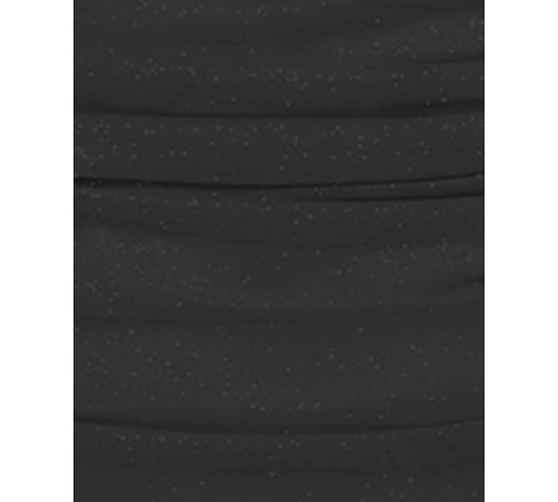 Juniors' Gathered Glitter-Finish Mini Dress