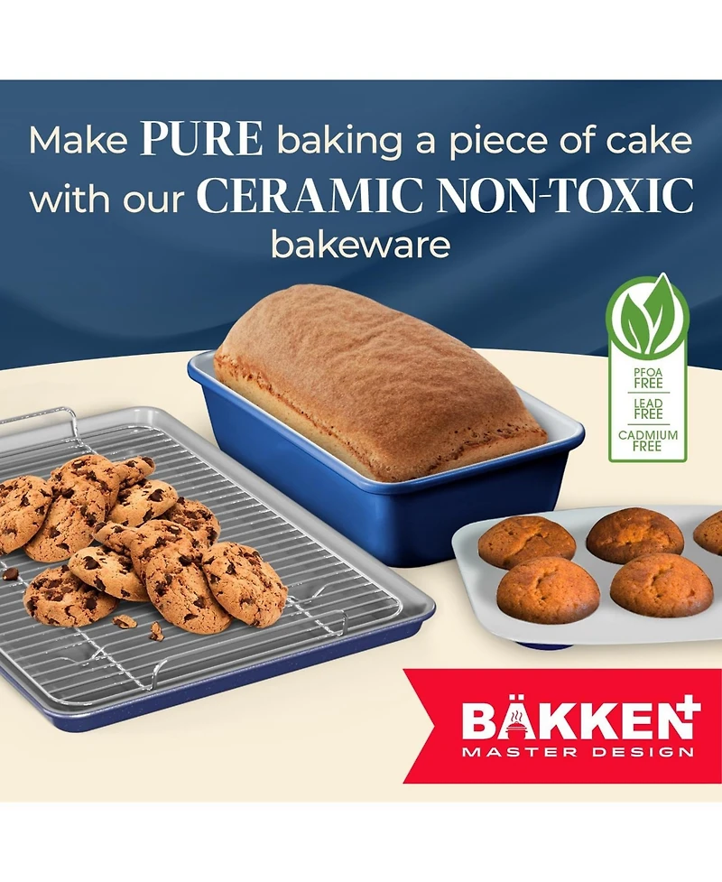 Bakken 8-Piece Stackable Bakeware Set - Ceramic Non-Stick Coating, Baking Sheets, Assorted Baking Pans, Ptfe, Pfoa & Pfos Free