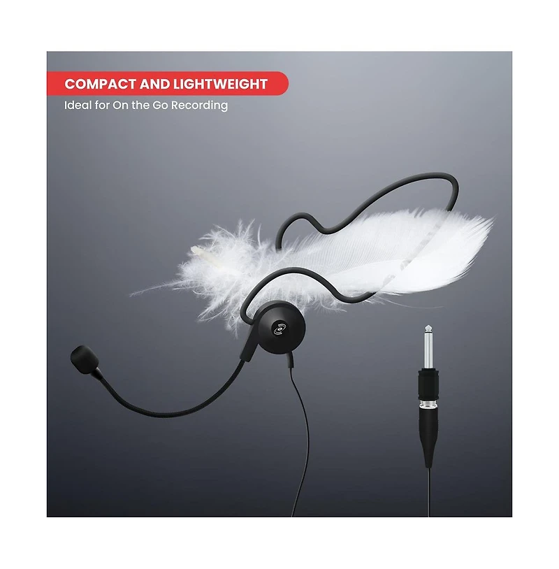 Pyle Cardioid Condenser Headset Microphone with Flexible Wired Boom for Belt Pack Mic Systems