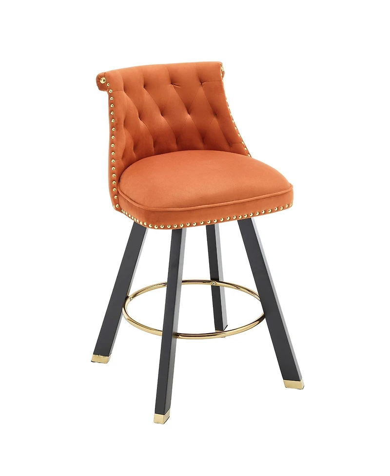 Set of 2 Velvet Swivel Bar Stools, 360° Rotation, Modern Kitchen Chairs-The Pop Home