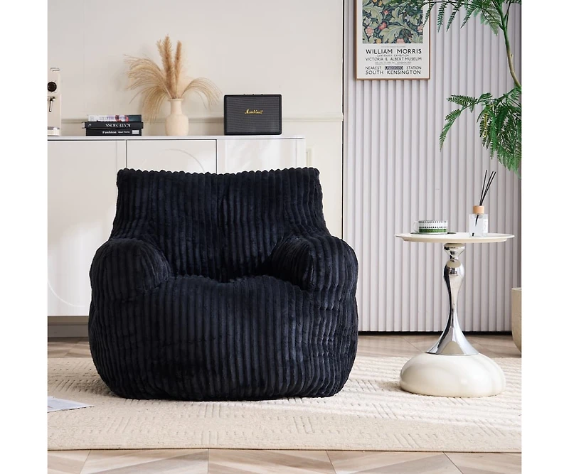 Soft Corduroy Bean Bag Chair with Memory Foam Filling for Living Room-The Pop Home