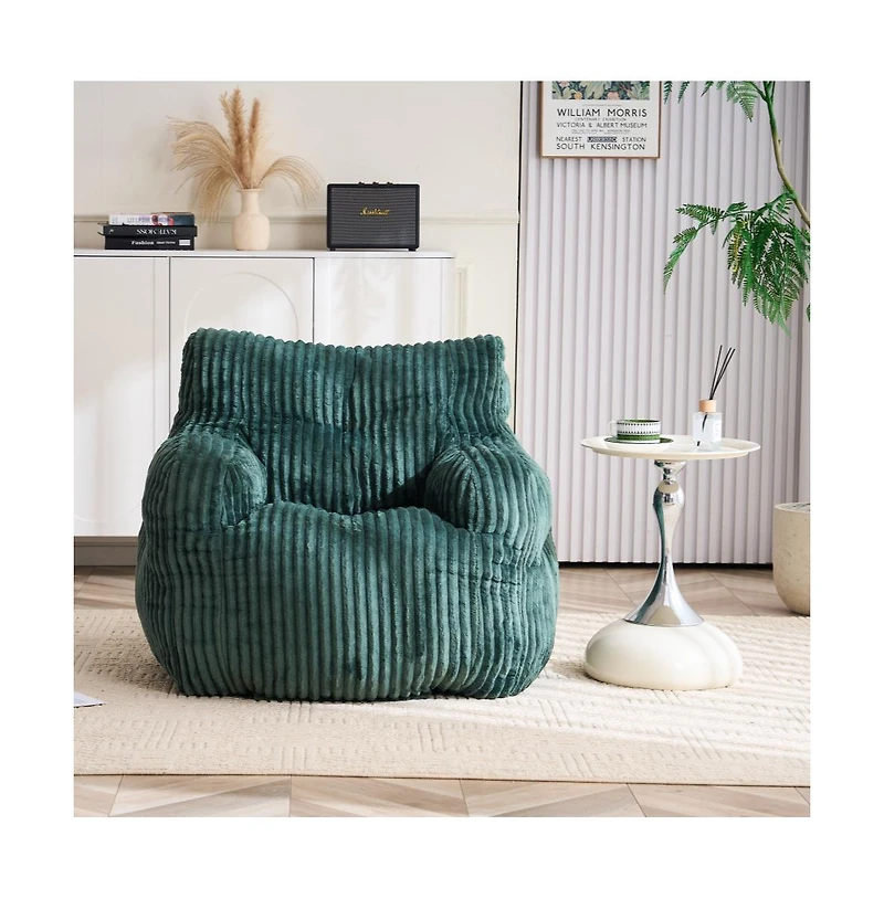 Soft Corduroy Bean Bag Chair with Memory Foam Filling for Living Room-The Pop Home