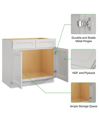 Lovmor Kitchen Sink Base Cabinet, Unassembled Cabinet with Adjustable Shelves without Top