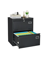 Filing Cabinet Lateral File 2 Drawer with Lock Metal Cabinets Three Office for Legal/Letter/A4/F4