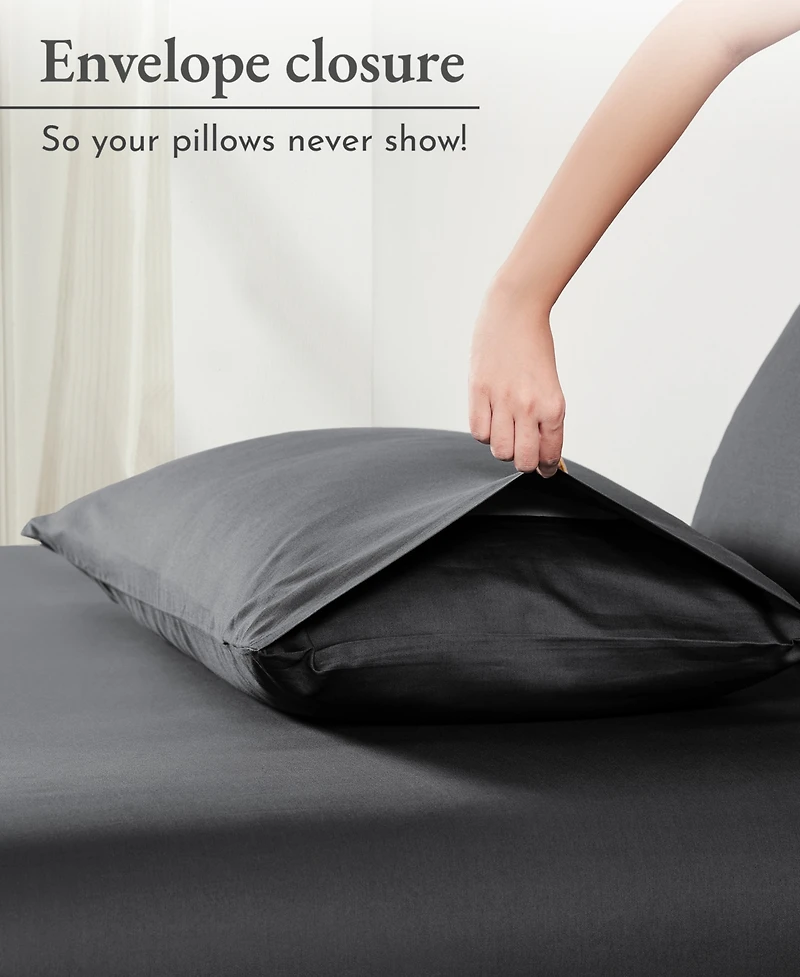 Queen Pillowcases - 100% Cotton, Set of 2 Soft & Cooling Sateen Weave Cases, Perfect Fit for Pillows by California Design Den