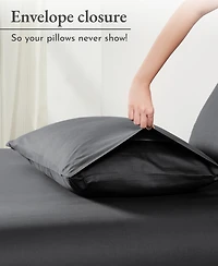 Queen Pillowcases - 100% Cotton, Set of 2 Soft & Cooling Sateen Weave Cases, Perfect Fit for Pillows by California Design Den