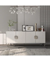 Boyel Living 4-Door Buffet Cabinet with U-Shaped Stainless Steel Legs