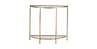 Slickblue Half-Circle Entryway Console Table Metal Glass Top Bottom Shelf Sofa Table