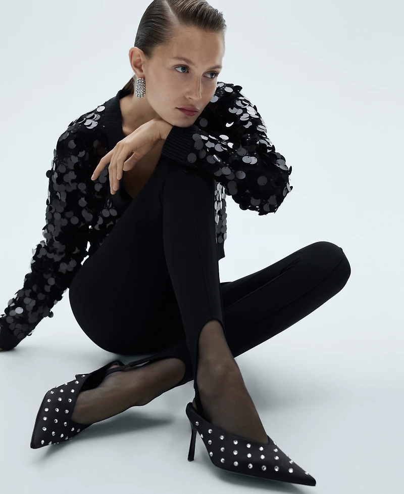 Mango Women's Paillettes Knit Cardigan