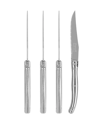 French Home Laguiole Connoisseur 4-Piece Steak Knife Set with Stainless-Steel Handles