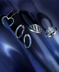 Le Vian Small Denim Ombre (1-3/4 ct. t.w.) & White Sapphire (3/8 ct. t.w.) Hoop Earrings in 14k White Gold, 1.02"
