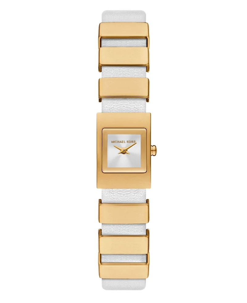 Michael Kors Women's Darrington Two-Hand White Leather Watch, 14mm