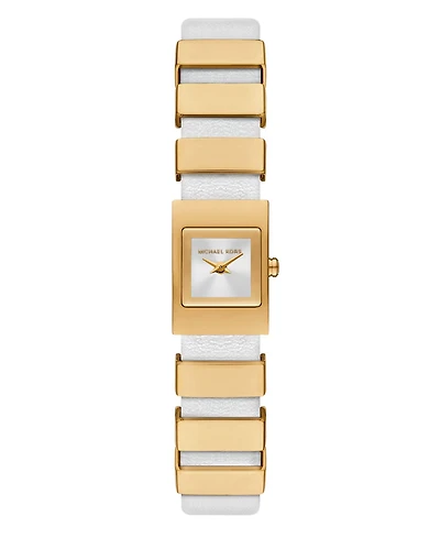 Michael Kors Women's Darrington Two-Hand White Leather Watch, 14mm