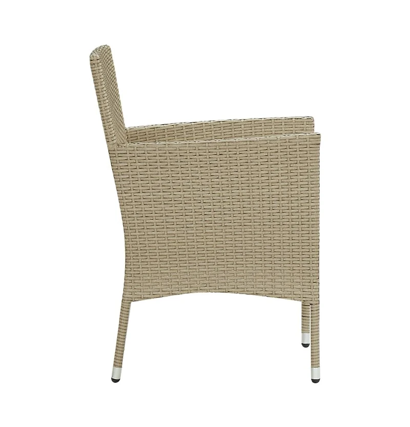 Patio Dining Chairs 2 pcs Poly Rattan Beige