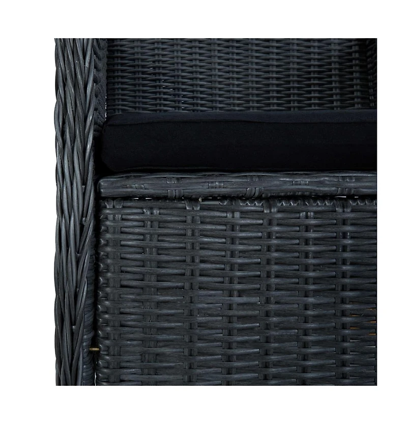 Patio Chairs with Cushions 2 pcs Poly Rattan Dark Gray