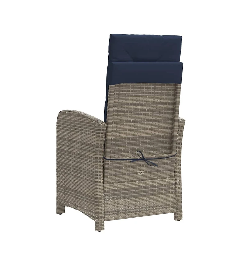 vidaXL Reclining Patio Chair with Footrest Gray Poly Rattan