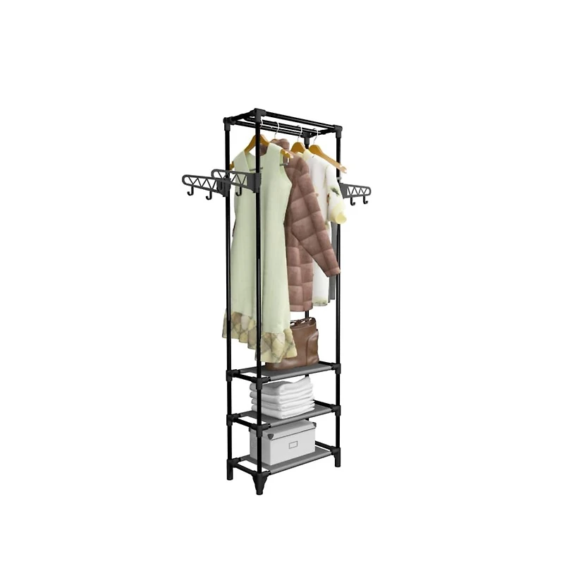 vidaXL Clothes Rack Steel and Non-woven Fabric 21.7"x11.2"x68.9" Black