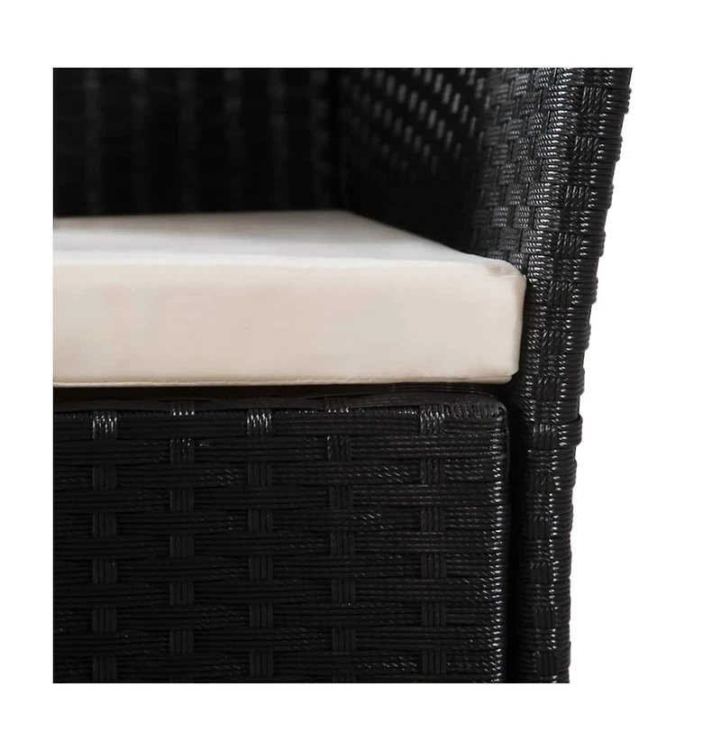 Patio Chairs with Cushions 2 pcs Poly Rattan Black