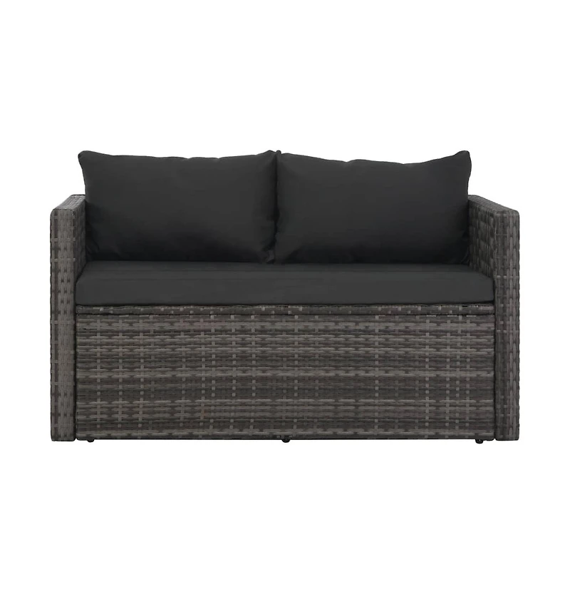 vidaXL 3 Piece Patio Dining Set with Cushions Poly Rattan Gray