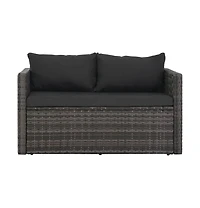 vidaXL 3 Piece Patio Dining Set with Cushions Poly Rattan Gray