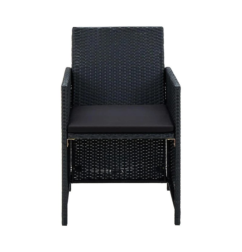 vidaXL 4 Piece Patio Lounge Set with Cushions Poly Rattan Black