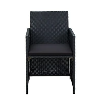 vidaXL 4 Piece Patio Lounge Set with Cushions Poly Rattan Black