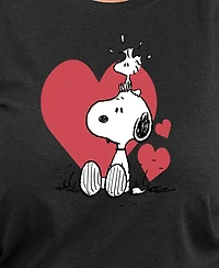 Hybrid Apparel Plus Peanuts Snoopy Valentines Day Heart Graphic Crew Neck Top