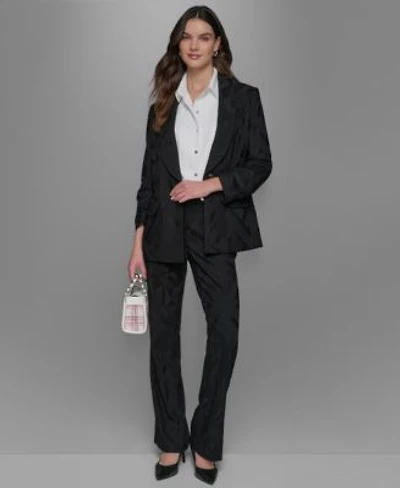 Karl Lagerfeld Paris Shawl Collar Blazer Tie Neck Blouse Wide Leg Pants