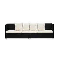 vidaXL Patio Bed with Cushion & Pillows Poly Rattan Black