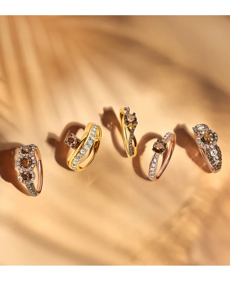 Le Vian Chocolate Diamond & Nude Diamond (1-1/2 ct. t.w.) Double-Row Ring in 14k Yellow Gold