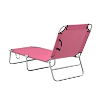 vidaXL Folding Sun Lounger Steel and Fabric Pink